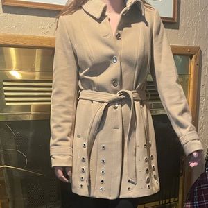 White house black market tan pea coat size M